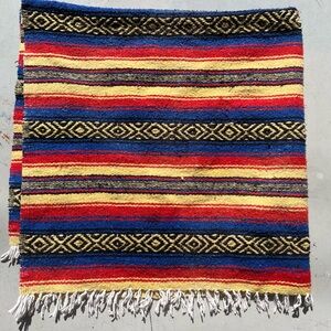 Southwestern Blanket Textile Multicolor Aztec Old West Vibrant Serape Decorative